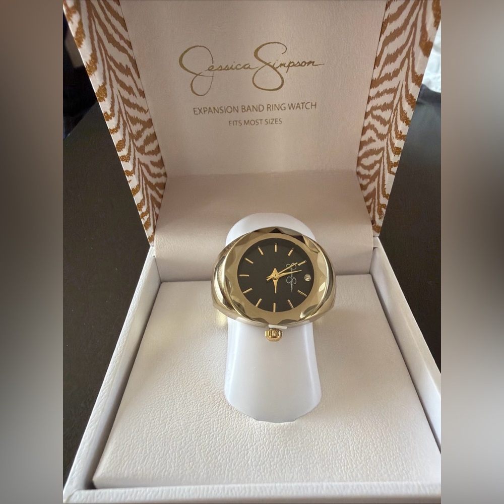 Jessica Simpson Women’s Gold Stretch Fit Ring Watch